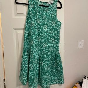 Teal & white printed dress